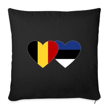 Belgique Estonie Flag Heart - Housse de coussin décorative 45 x 45 cm - noir - Devant