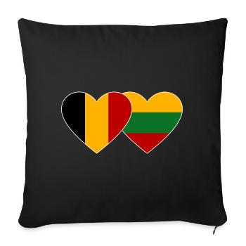Belgium Lithuania Flag Heart - Sofa pillowcase 17,3'' x 17,3'' (45 x 45 cm) - black - Front
