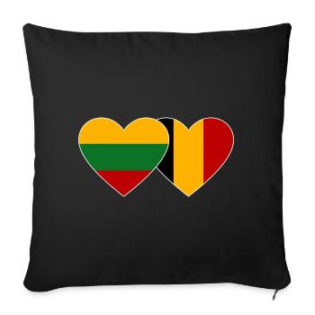 Lithuania Belgium Flag Heart - Sofa pillowcase 17,3'' x 17,3'' (45 x 45 cm) - black - Front