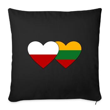 Poland Lithuania Flag Heart - Sofa pillowcase 17,3'' x 17,3'' (45 x 45 cm) - black - Front