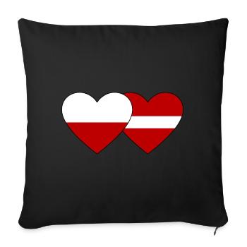 Poland Latvia Flag Heart - Sofa pillowcase 17,3'' x 17,3'' (45 x 45 cm) - black - Front