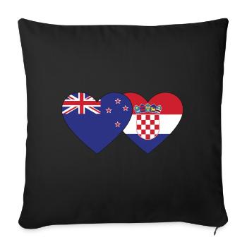 Nouvelle-Zélande Croatie Flag Heart - Housse de coussin décorative 45 x 45 cm - noir - Devant