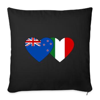 Nouvelle-Zélande Italie Flag Heart - Housse de coussin décorative 45 x 45 cm - noir - Devant