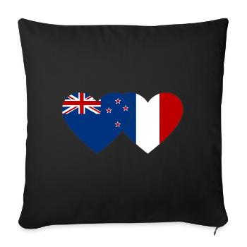 Nouvelle-Zélande France Drapeau Coeur - Housse de coussin décorative 45 x 45 cm - noir - Devant