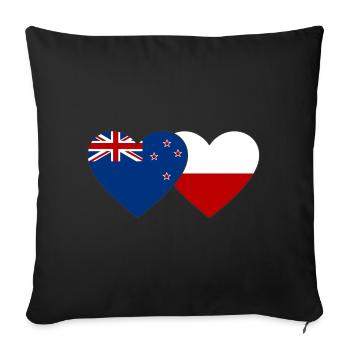 New Zealand Poland Flag Heart - Sofa pillowcase 17,3'' x 17,3'' (45 x 45 cm) - black - Front