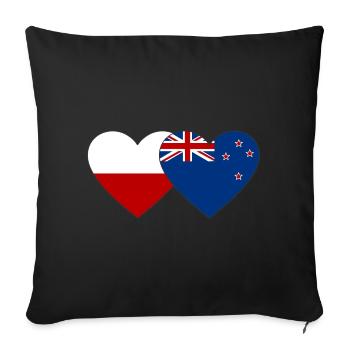 Drapeau de la Pologne Nouvelle-Zélande Coeur - Housse de coussin décorative 45 x 45 cm - noir - Devant