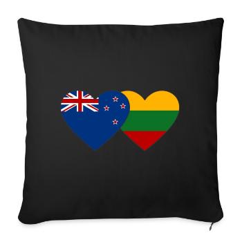 New Zealand Lithuania flag - Sofa pillowcase 17,3'' x 17,3'' (45 x 45 cm) - black - Front
