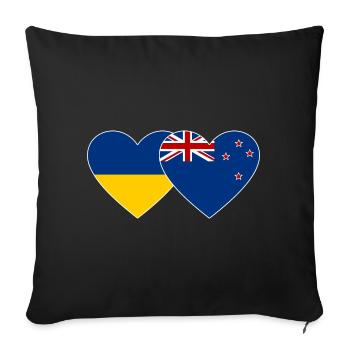 Drapeau de l’Ukraine Nouvelle-Zélande Cœur - Housse de coussin décorative 45 x 45 cm - noir - Devant