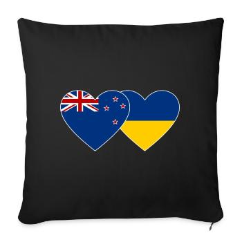 Nouvelle-Zélande Ukraine Drapeau Coeur - Housse de coussin décorative 45 x 45 cm - noir - Devant