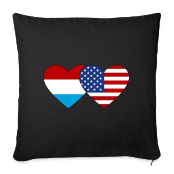 Drapeau du Luxembourg des États-Unis Coeur - Housse de coussin décorative 45 x 45 cm - noir - Devant