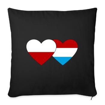 Pologne Luxembourg Drapeau Coeur - Housse de coussin décorative 45 x 45 cm - noir - Devant