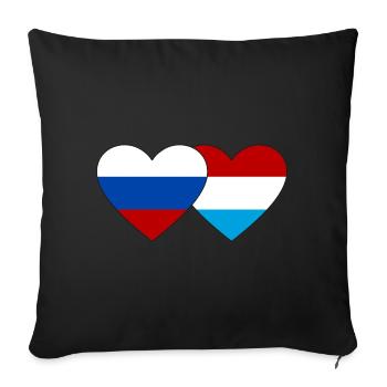 Russia Luxembourg Flag Heart - Sofa pillowcase 17,3'' x 17,3'' (45 x 45 cm) - black - Front