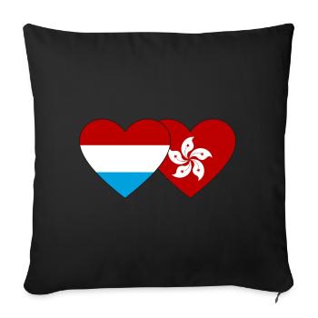 Luxembourg Cœur de drapeau de Hong Kong - Housse de coussin décorative 45 x 45 cm - noir - Devant