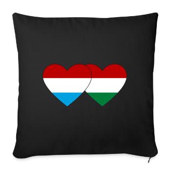 Luxembourg Hungary Flag Heart - Sofa pillowcase 17,3'' x 17,3'' (45 x 45 cm) - black - Front