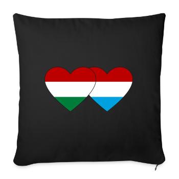 Hungary Luxembourg Flag Heart - Sofa pillowcase 17,3'' x 17,3'' (45 x 45 cm) - black - Front