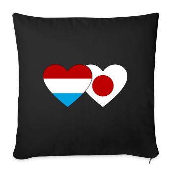 Luxembourg Drapeau du Japon Cœur - Housse de coussin décorative 45 x 45 cm - noir - Devant