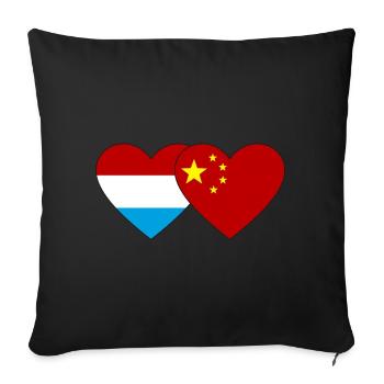 Cœur du drapeau luxembourgeois de la Chine - Housse de coussin décorative 45 x 45 cm - noir - Devant