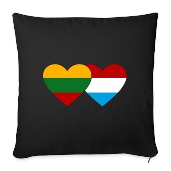 Lithuania Luxembourg Flag Heart - Sofa pillowcase 17,3'' x 17,3'' (45 x 45 cm) - black - Front