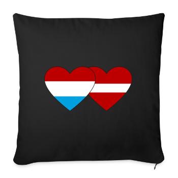 Luxemburg Lettland Flagge Herz - Sofakissenbezug 45 x 45 cm - Schwarz - Vorne