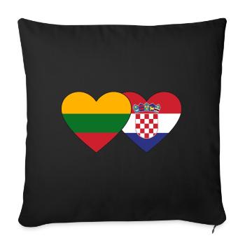 Lithuania Croatia Flag Heart - Sofa pillowcase 17,3'' x 17,3'' (45 x 45 cm) - black - Front