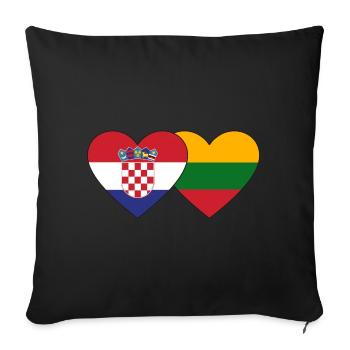 Croatia Lithuania Flag Heart - Sofa pillowcase 17,3'' x 17,3'' (45 x 45 cm) - black - Front
