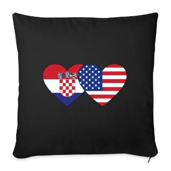 Croatie USA Flag Heart - Housse de coussin décorative 45 x 45 cm - noir - Devant