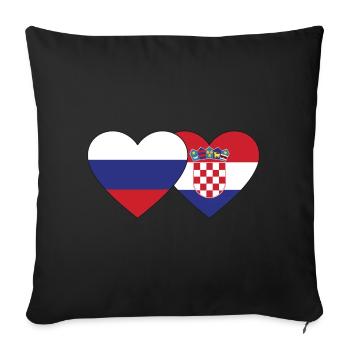 Russia Croatia flag heart - Sofa pillowcase 17,3'' x 17,3'' (45 x 45 cm) - black - Front