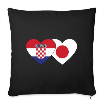 Croatia Japan Flag Heart - Sofa pillowcase 17,3'' x 17,3'' (45 x 45 cm) - black - Front