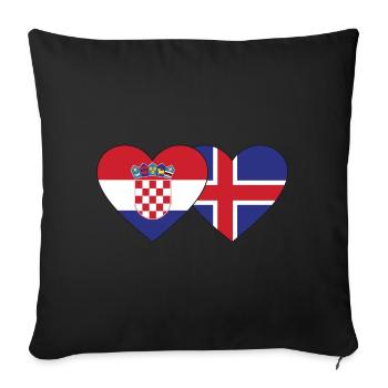 Croatie Islande drapeau coeur - Housse de coussin décorative 45 x 45 cm - noir - Devant