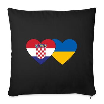 Croatia Ukraine flag heart - Sofa pillowcase 17,3'' x 17,3'' (45 x 45 cm) - black - Front