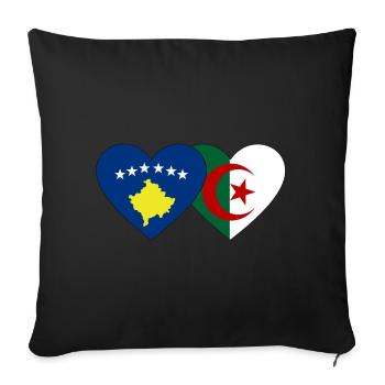 Kosovo Algeria Flag Heart - Sofa pillowcase 17,3'' x 17,3'' (45 x 45 cm) - black - Front