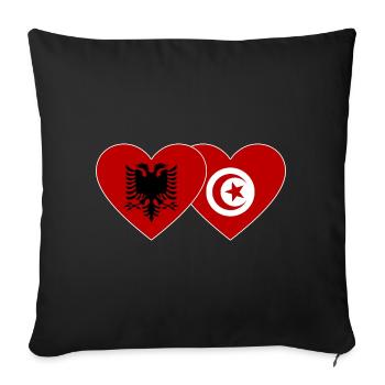 Albania Tunisia Flag Heart - Sofa pillowcase 17,3'' x 17,3'' (45 x 45 cm) - black - Front
