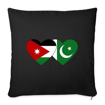 Jordan Pakistan Flag Heart - Sofa pillowcase 17,3'' x 17,3'' (45 x 45 cm) - black - Front