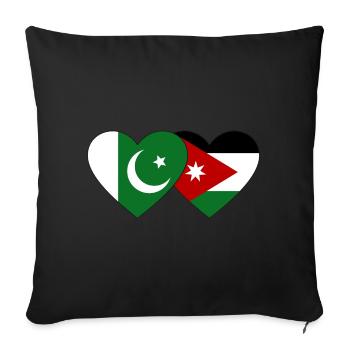 Pakistan Jordan Flag Heart - Sofa pillowcase 17,3'' x 17,3'' (45 x 45 cm) - black - Front