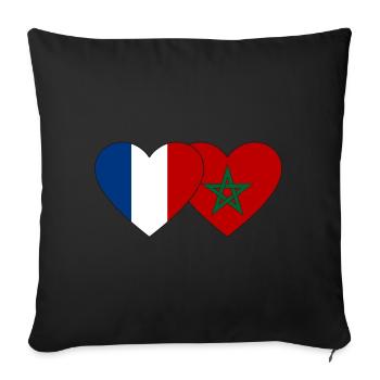 France Maroc Flag Coeur - Housse de coussin décorative 45 x 45 cm - noir - Devant