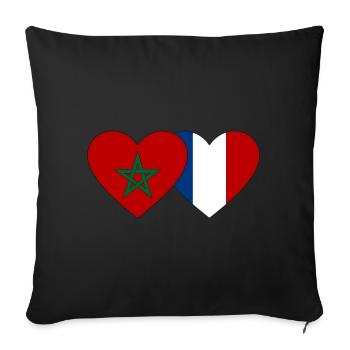 Morocco France Flag Heart - Sofa pillowcase 17,3'' x 17,3'' (45 x 45 cm) - black - Front