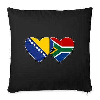 Bosnie Afrique du Sud Drapeau Coeur - Housse de coussin décorative 45 x 45 cm - noir - Devant