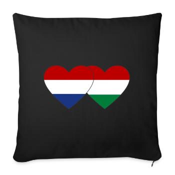 Cœur de drapeau de la Hongrie néerlandaise - Housse de coussin décorative 45 x 45 cm - noir - Devant