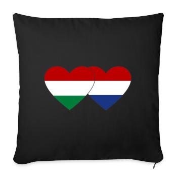 Hongrie Drapeau Hollande Coeur - Housse de coussin décorative 45 x 45 cm - noir - Devant