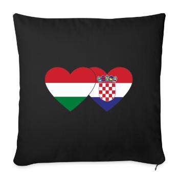 Hungary Croatia Flag Heart - Sofa pillowcase 17,3'' x 17,3'' (45 x 45 cm) - black - Front