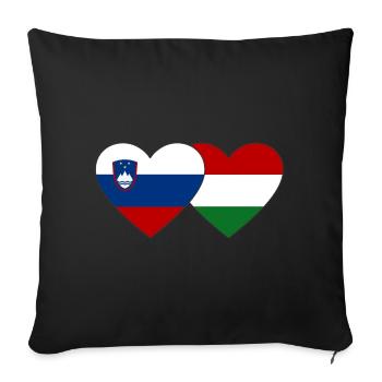 Slovenia Hungary Flag Heart - Sofa pillowcase 17,3'' x 17,3'' (45 x 45 cm) - black - Front