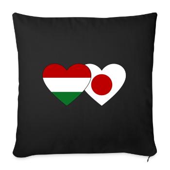 Hungary Japan Flag Heart - Sofa pillowcase 17,3'' x 17,3'' (45 x 45 cm) - black - Front