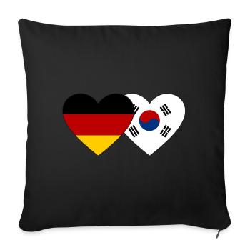 Allemagne Corée du Sud Drapeau Coeur - Housse de coussin décorative 45 x 45 cm - noir - Devant