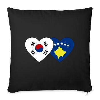 Corée du Sud Kosovo Drapeau Coeur - Housse de coussin décorative 45 x 45 cm - noir - Devant