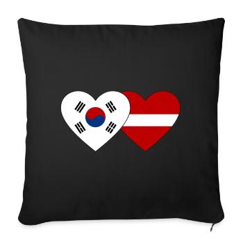 Corée du Sud Lettonie Drapeau Coeur - Housse de coussin décorative 45 x 45 cm - noir - Devant