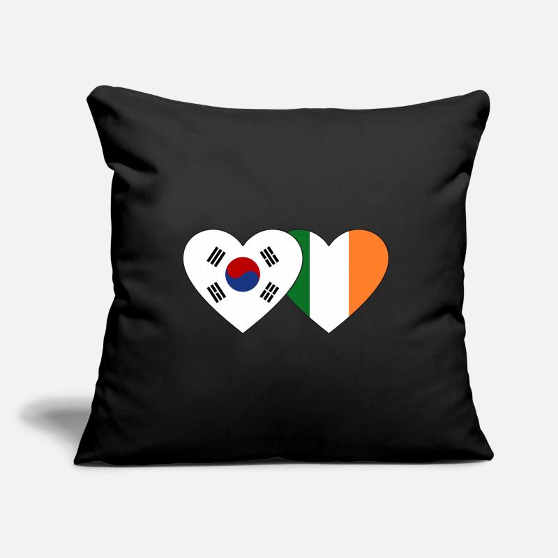 Corée du Sud Irlande Drapeau Coeur Housse de coussin décorative 45 x 45 cm