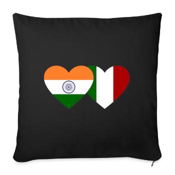 Inde Italie Flag Coeur - Housse de coussin décorative 45 x 45 cm - noir - Devant