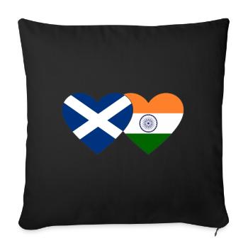 Scotland India Flag Heart - Sofa pillowcase 17,3'' x 17,3'' (45 x 45 cm) - black - Front