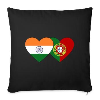 India Portugal Flag Heart - Sofa pillowcase 17,3'' x 17,3'' (45 x 45 cm) - black - Front