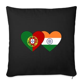 Portugal India Flag Heart - Sofa pillowcase 17,3'' x 17,3'' (45 x 45 cm) - black - Front